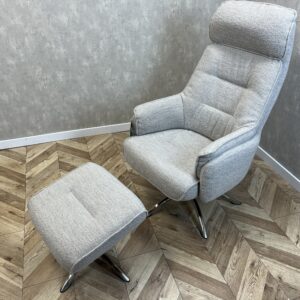 LAATSTE KANS - Draaifauteuil inclusief hocker luxe stof bouclé zand FA027