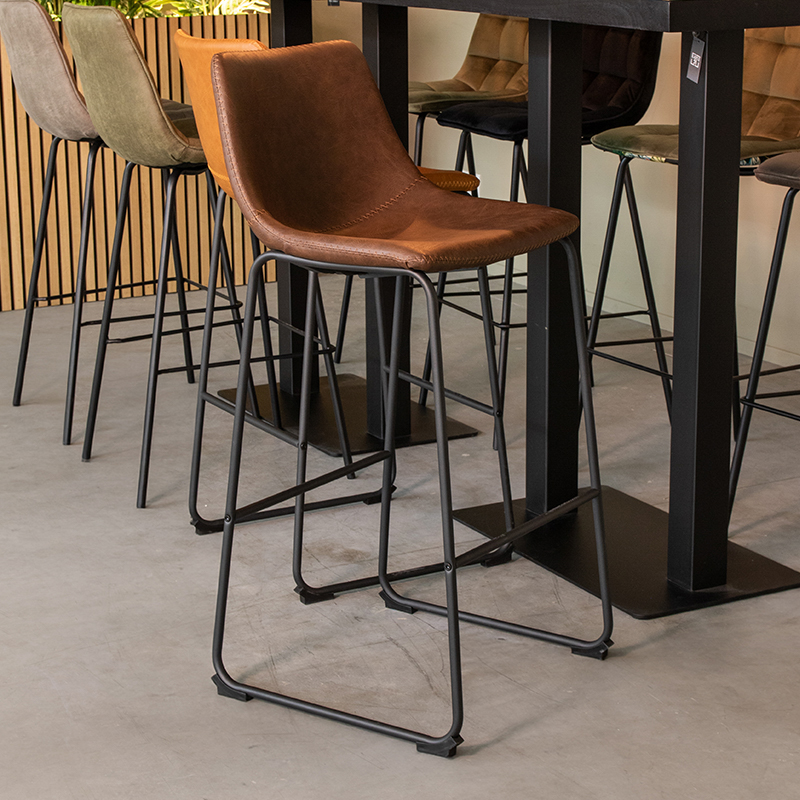 LABEL51- Barkruk Risto - Bruin - Kunstleder - Hoog