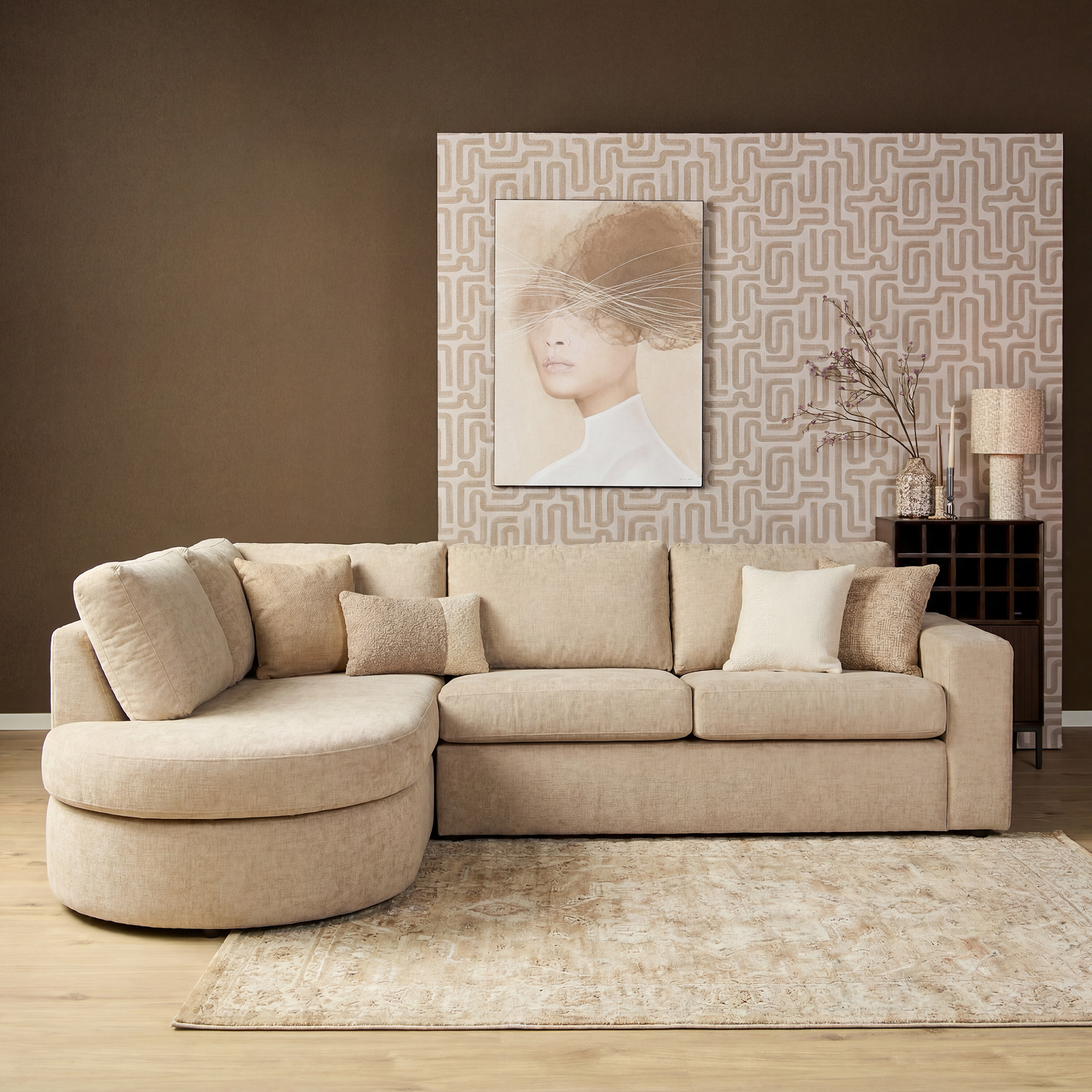 Starfurn - MySofa Alma Hoekbank Beige Divan Links+2,5 zits