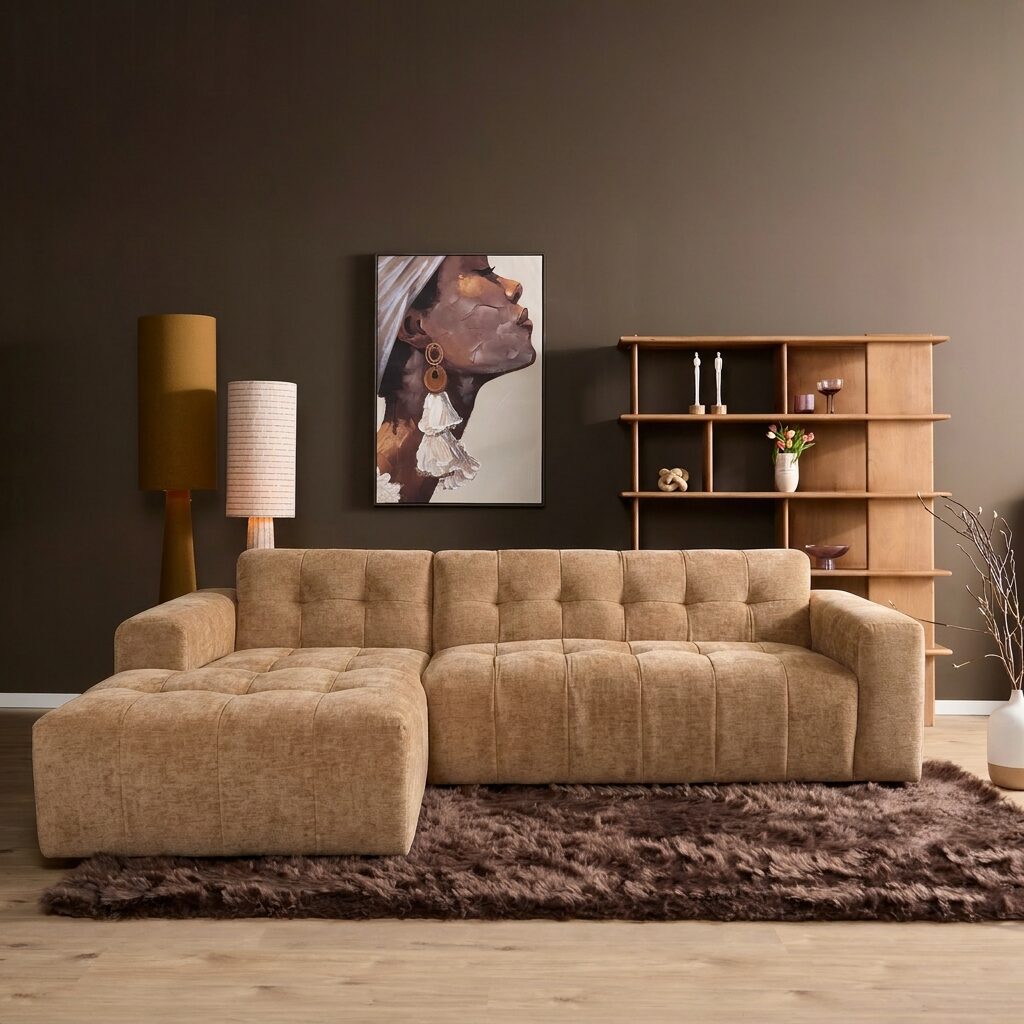 Starfurn - MySofa Ruby Hoekbank Camel Lounge L + 2,5 zits AR