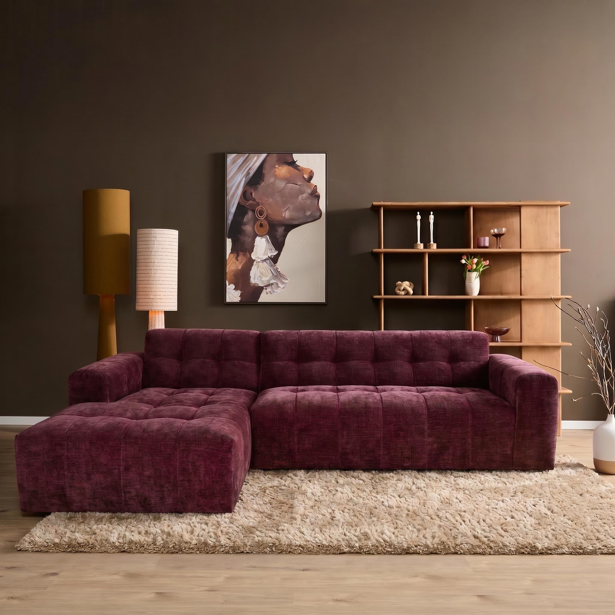 Starfurn - MySofa Ruby Hoekbank Paars  Lounge L + 2,5 zits AR