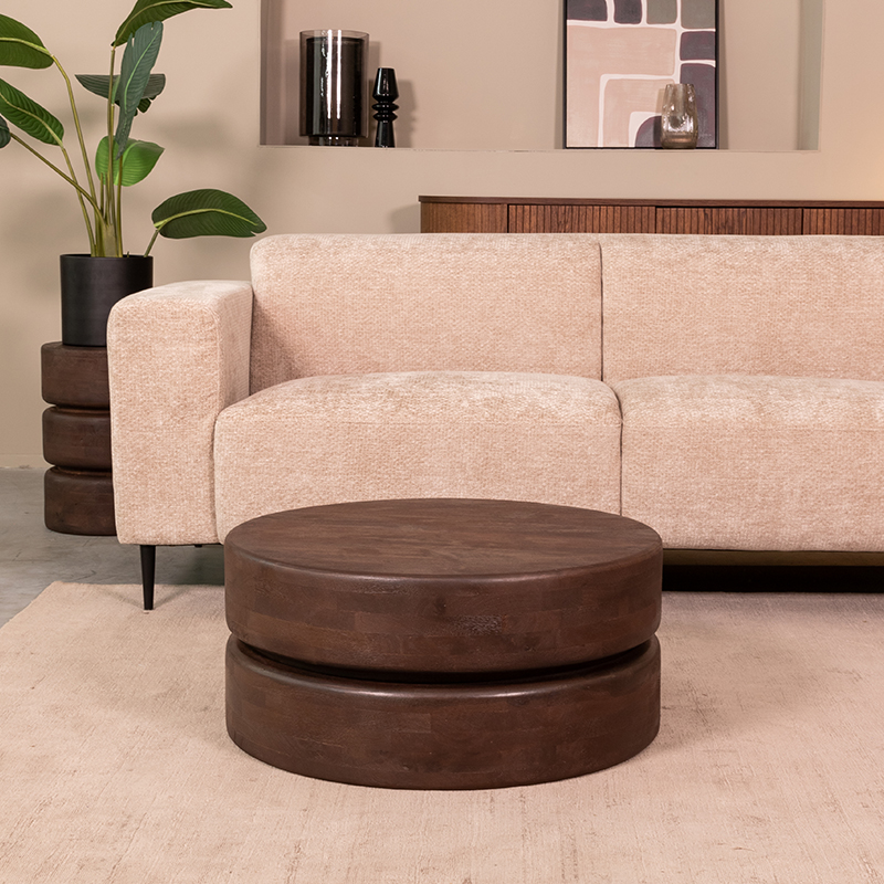 LABEL51- Salontafel Milly - Espresso - Mangohout - 70 cm - Rond